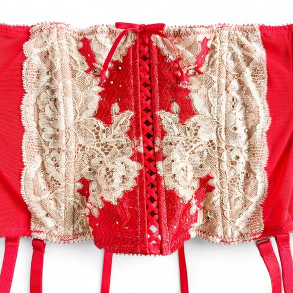 NEW Victoria's Secret Very Sexy Red Waist Cincher Corset Garter Lace Women's M/L - Picture 5 of 12